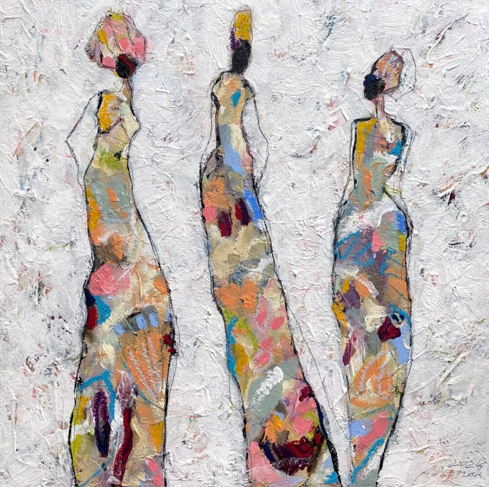"Damenwahl" - Figuren Malerei abstrakt 50x50 cm
