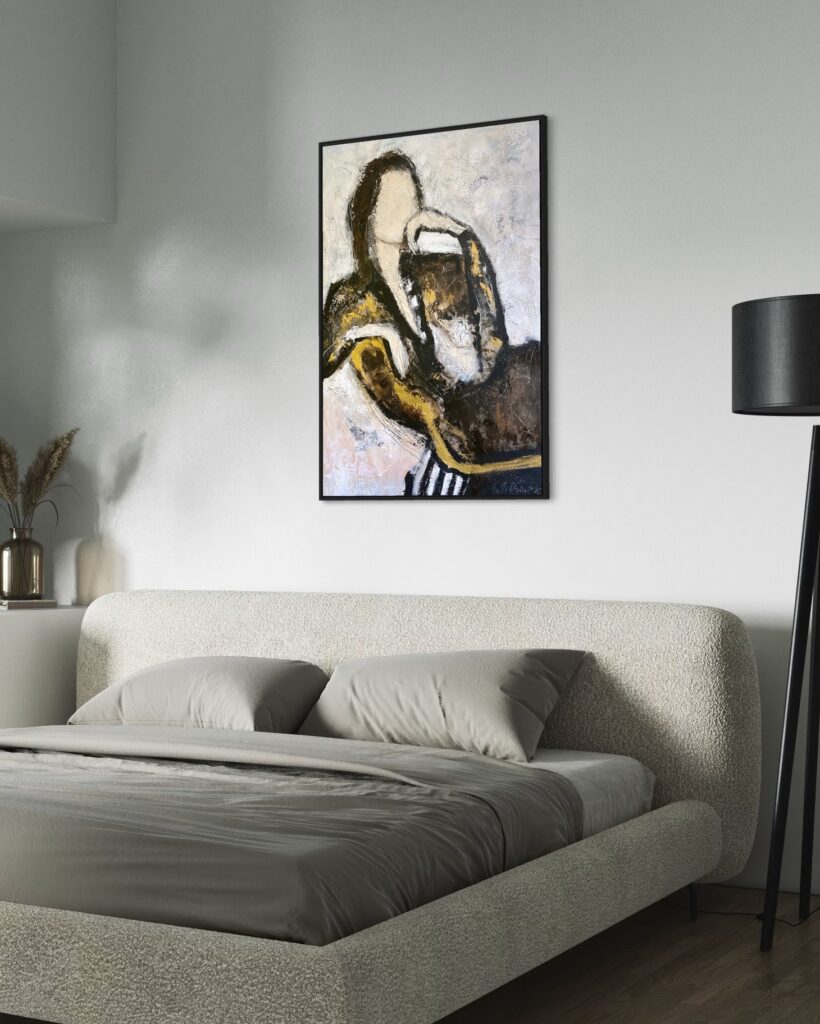 Bild mit Struktur "Life is what you make it" Frau abstrakt Acrylcollage 120x80 cm