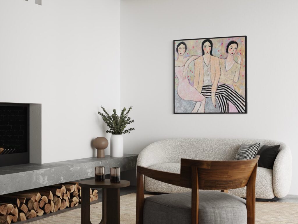 Malerei "True Colors" 100x100 cm - Wirkung im Raum, Beispiel mit Schattenfugenrahmen*