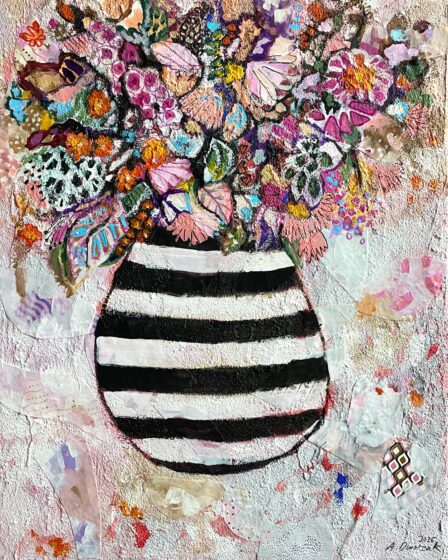 "Wait a second" Blumenstrauß Malerei 50x40 cm